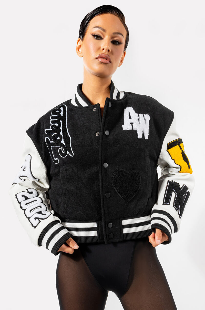 KEEP IT CLASSIC PATCH VARSITY JACKET