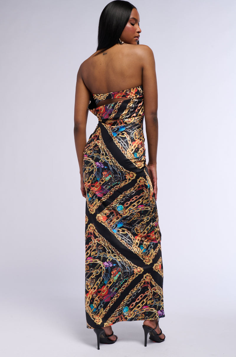 CHAINMAIL SATIN MAXI DRESS