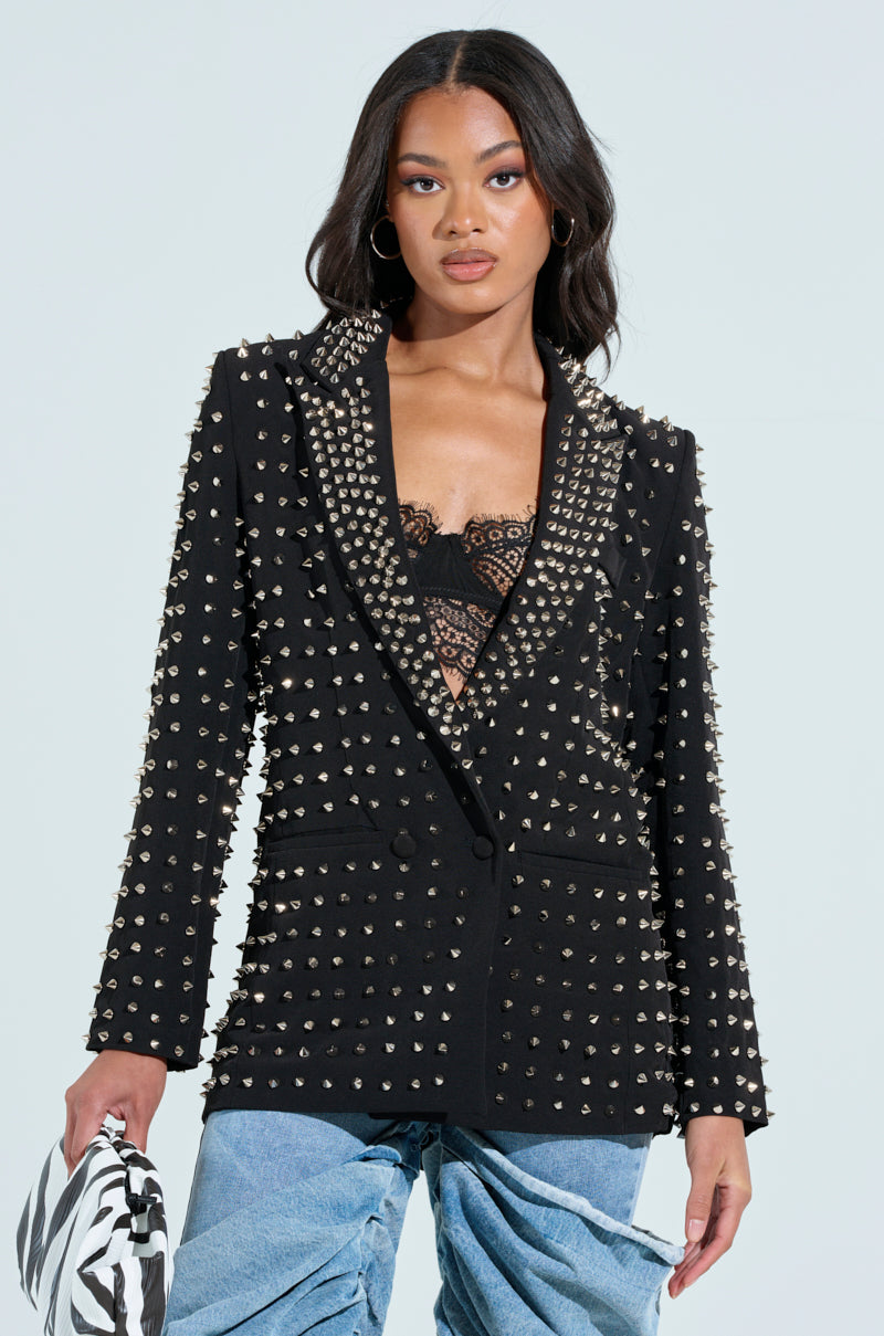 SUGAR AND SPICE SPIKED STUD BLAZER