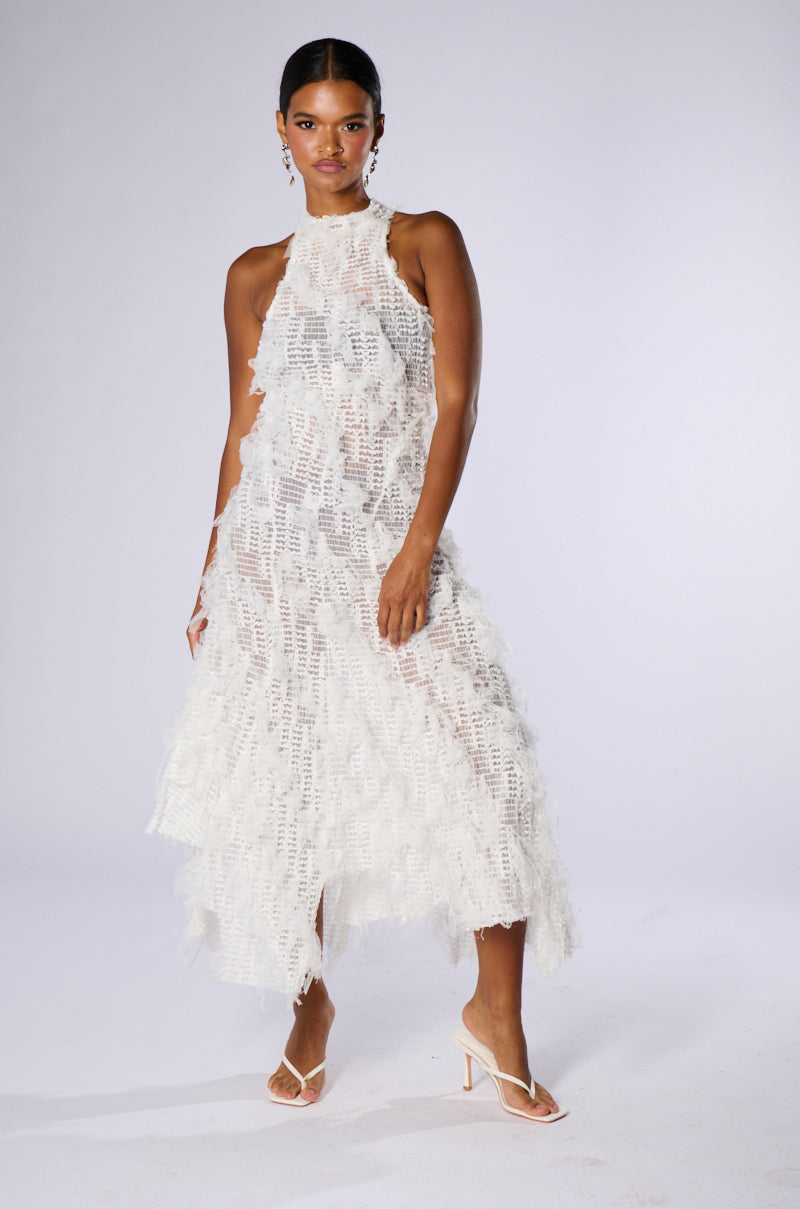 IT FACTOR MESH MAXI DRESS IN WHITE