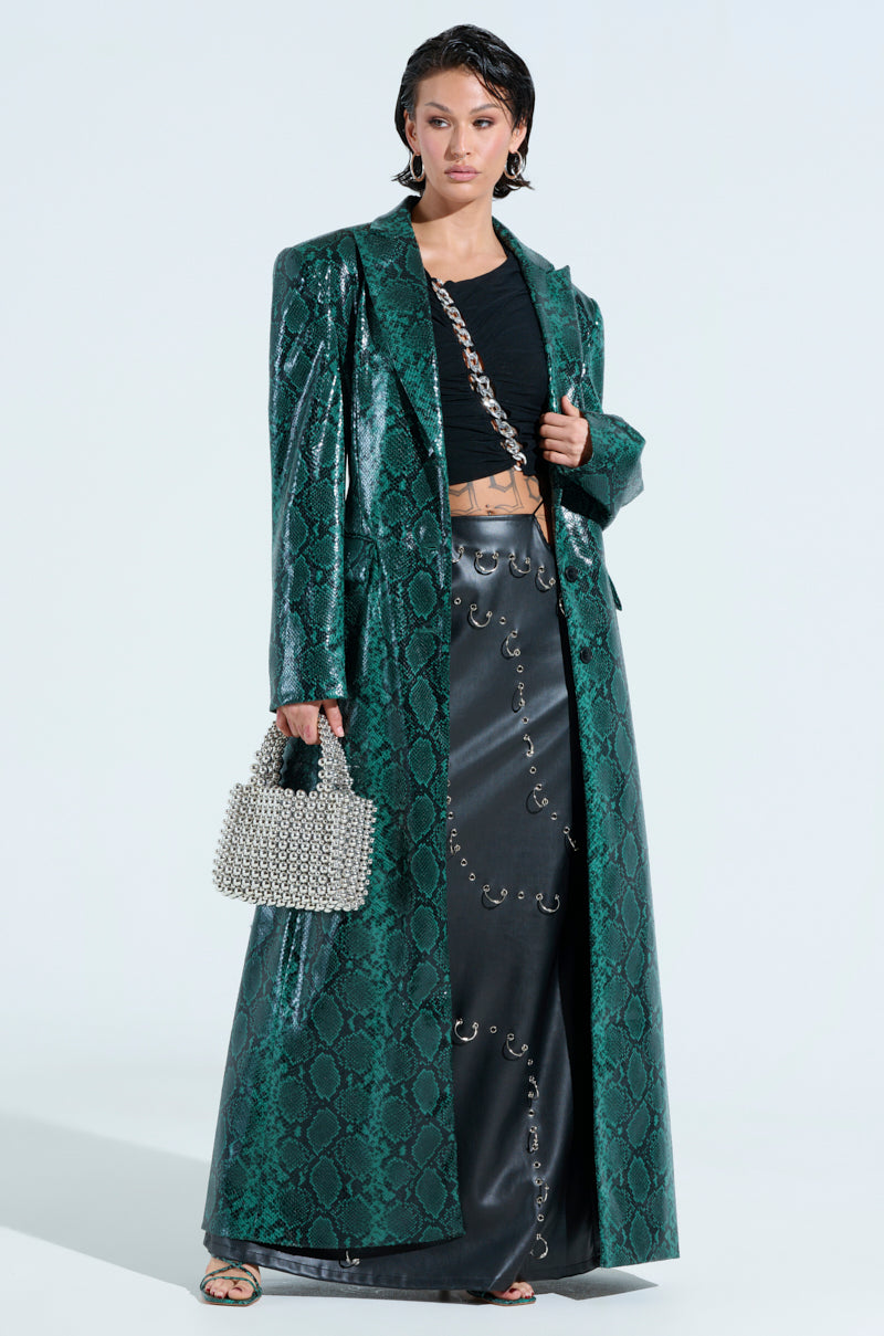 INCOGNITO SNAKE PRINT TRENCH IN GREEN