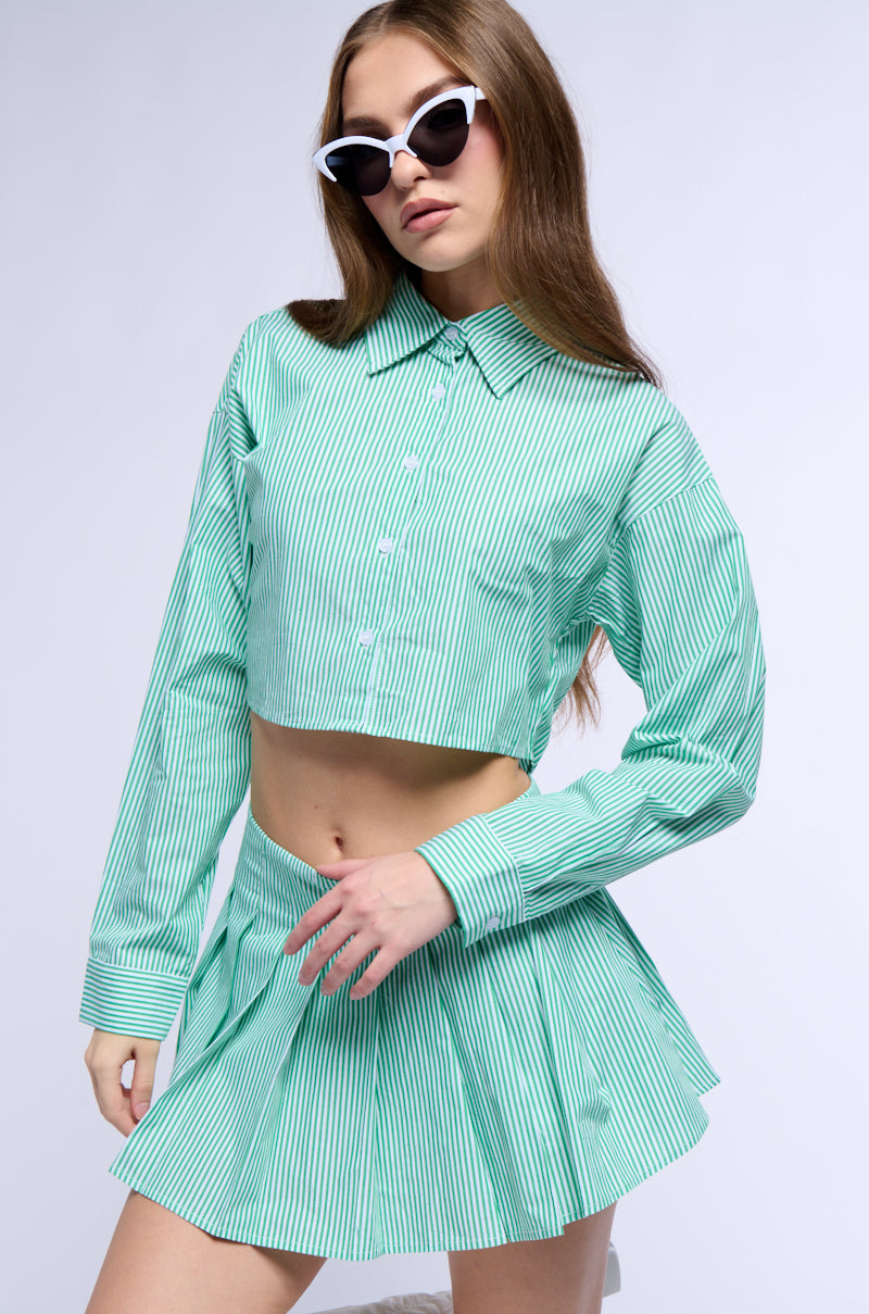 LILY POPLIN STRIPE BUTTON DOWN