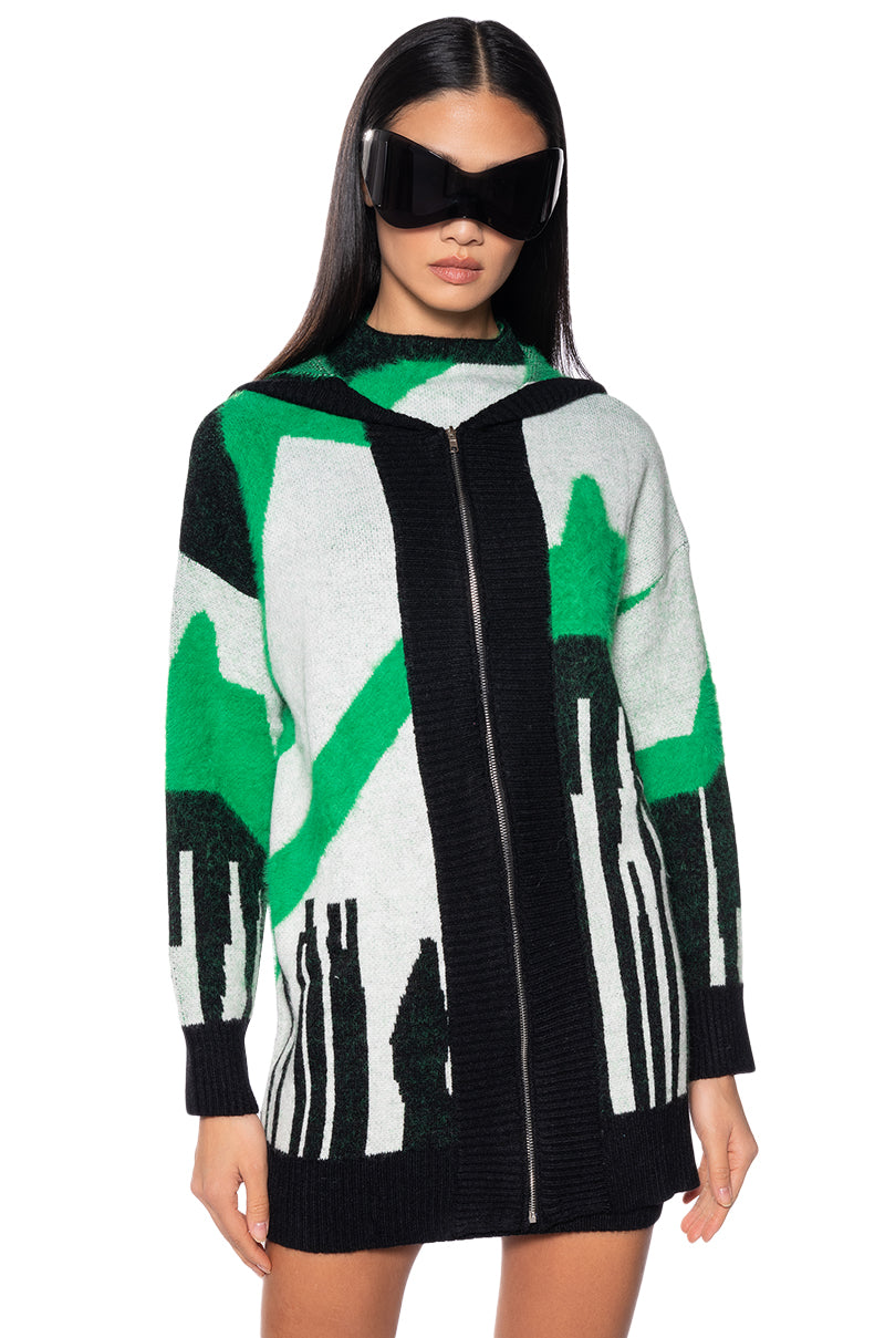 ABSTRACT OVERSIZED CARDIGAN