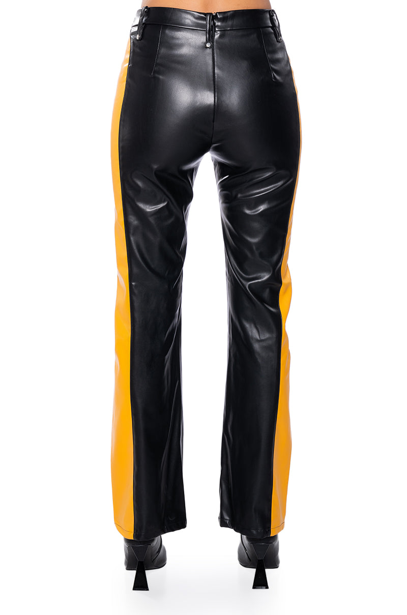 FEMME RACING FAUX LEATHER TIE UP PANT