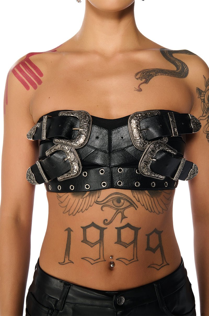 RODEO GIRL BUCKLE DETAIL BANDEAU TOP