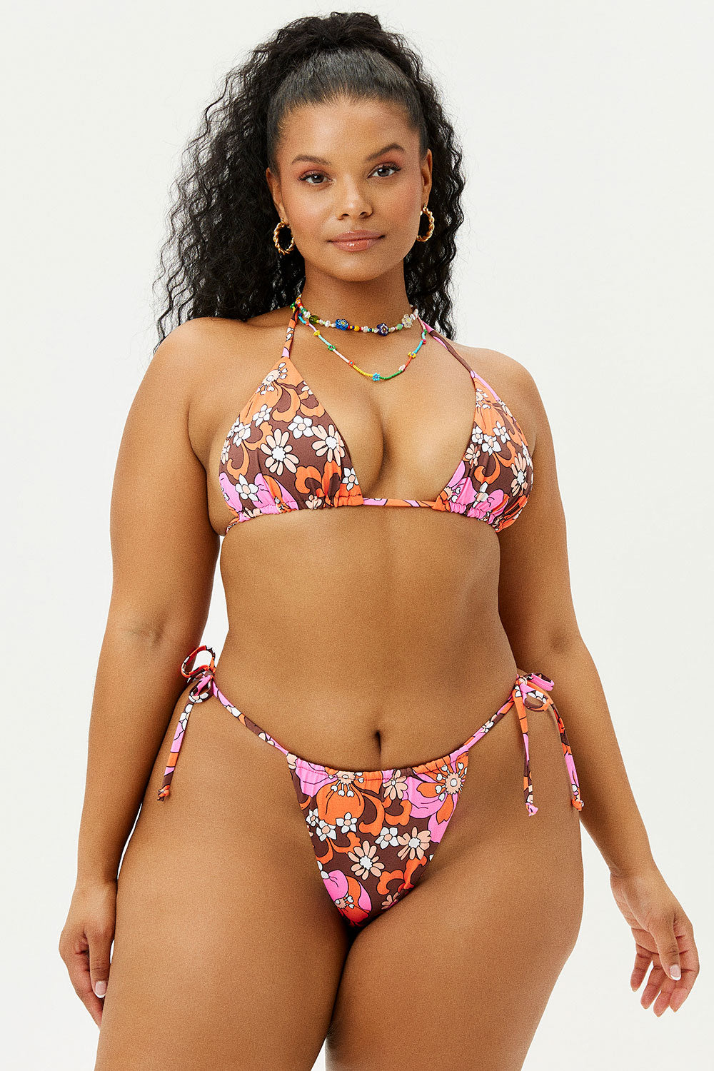 Tia Floral Triangle Bikini Top - Tropics