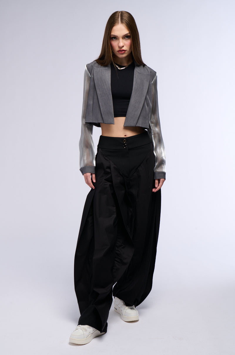 AMBER WIDE LEG PLEATED TROUSER PANT