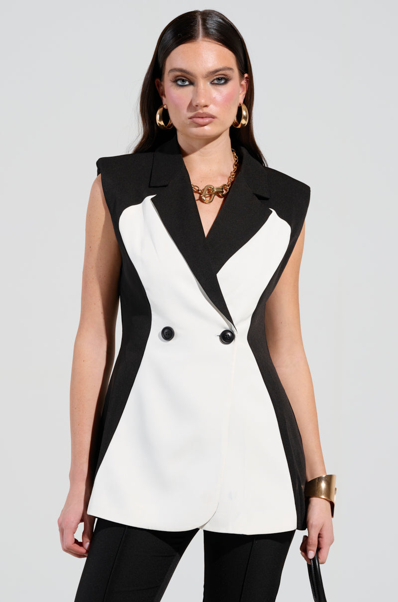 LABOR OF LOVE COLOR BLOCK BLAZER VEST