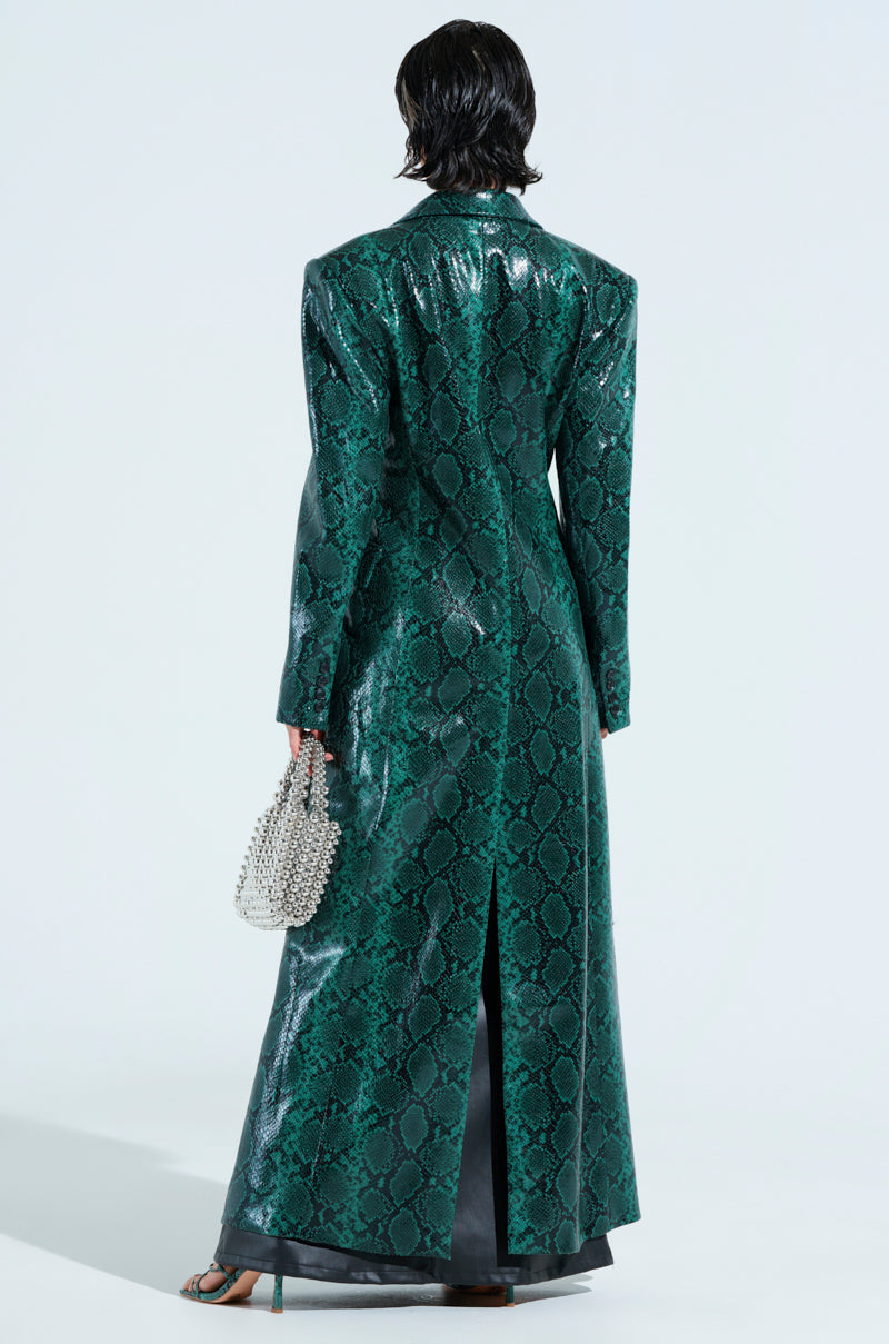 INCOGNITO SNAKE PRINT TRENCH IN GREEN