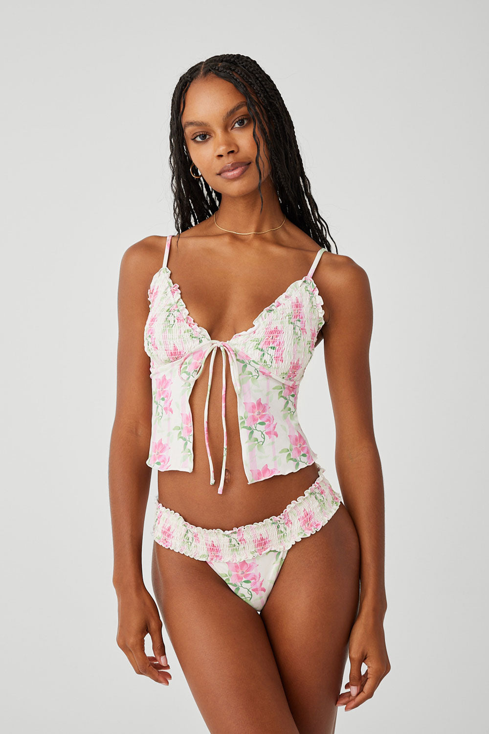 Sofia Floral Micro Bikini Bottom - Tiger Lily