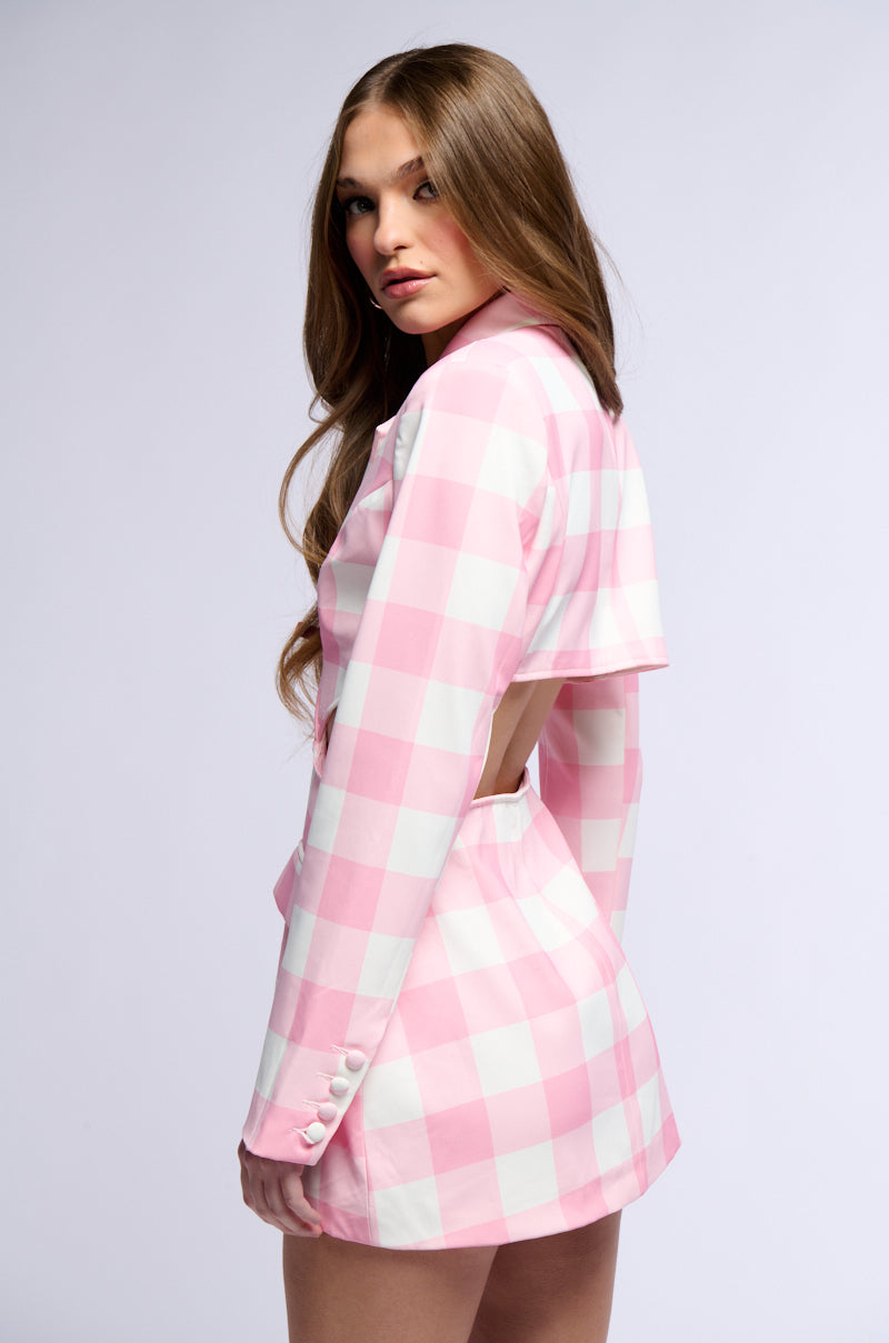 BIRDY CHECKERED BLAZER WITH BACK CUT OUT