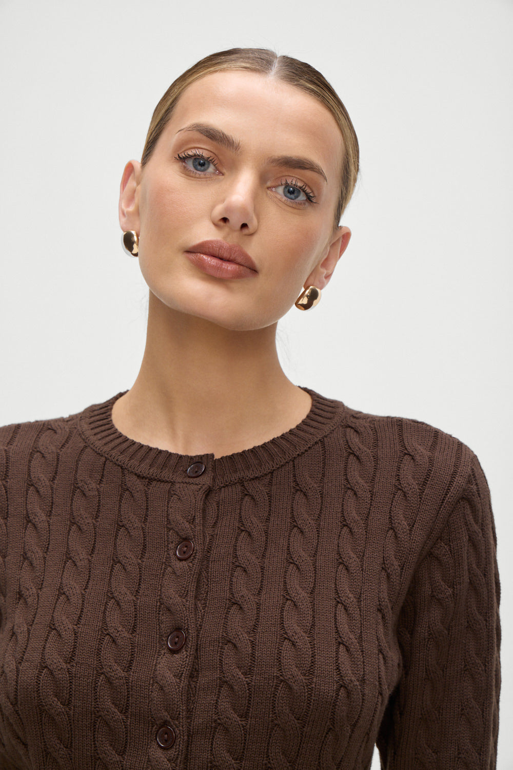 Dudley Cable Knit Cardigan - Brown Sugar