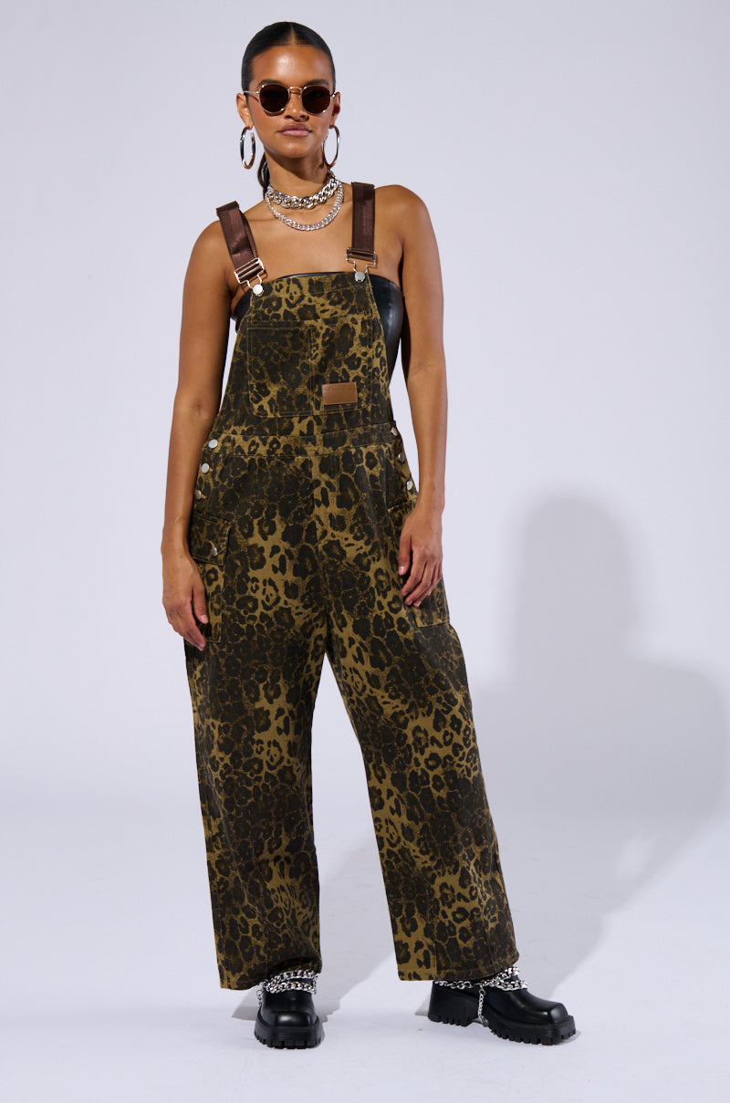 TALLY LEOPARD PRINT OVERALLS