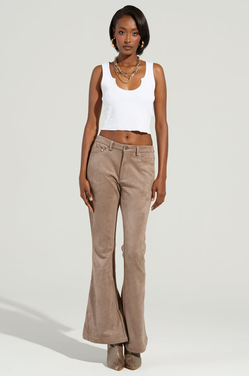 SOFIA FAUX SUEDE FLARE PANTS