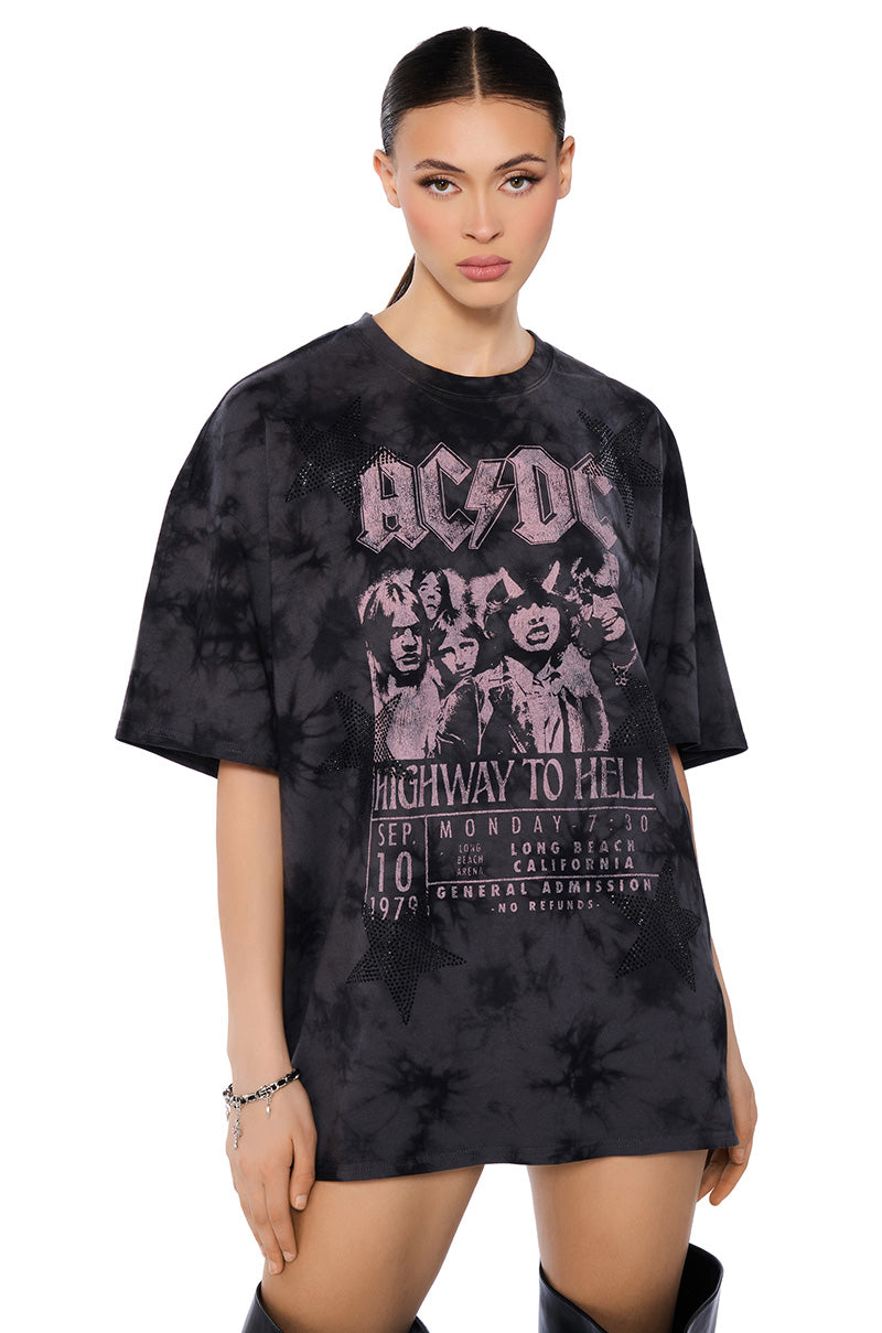 ACDC HIGHWAY TO HELL RHINESTONE STAR GRAPHIC TEE