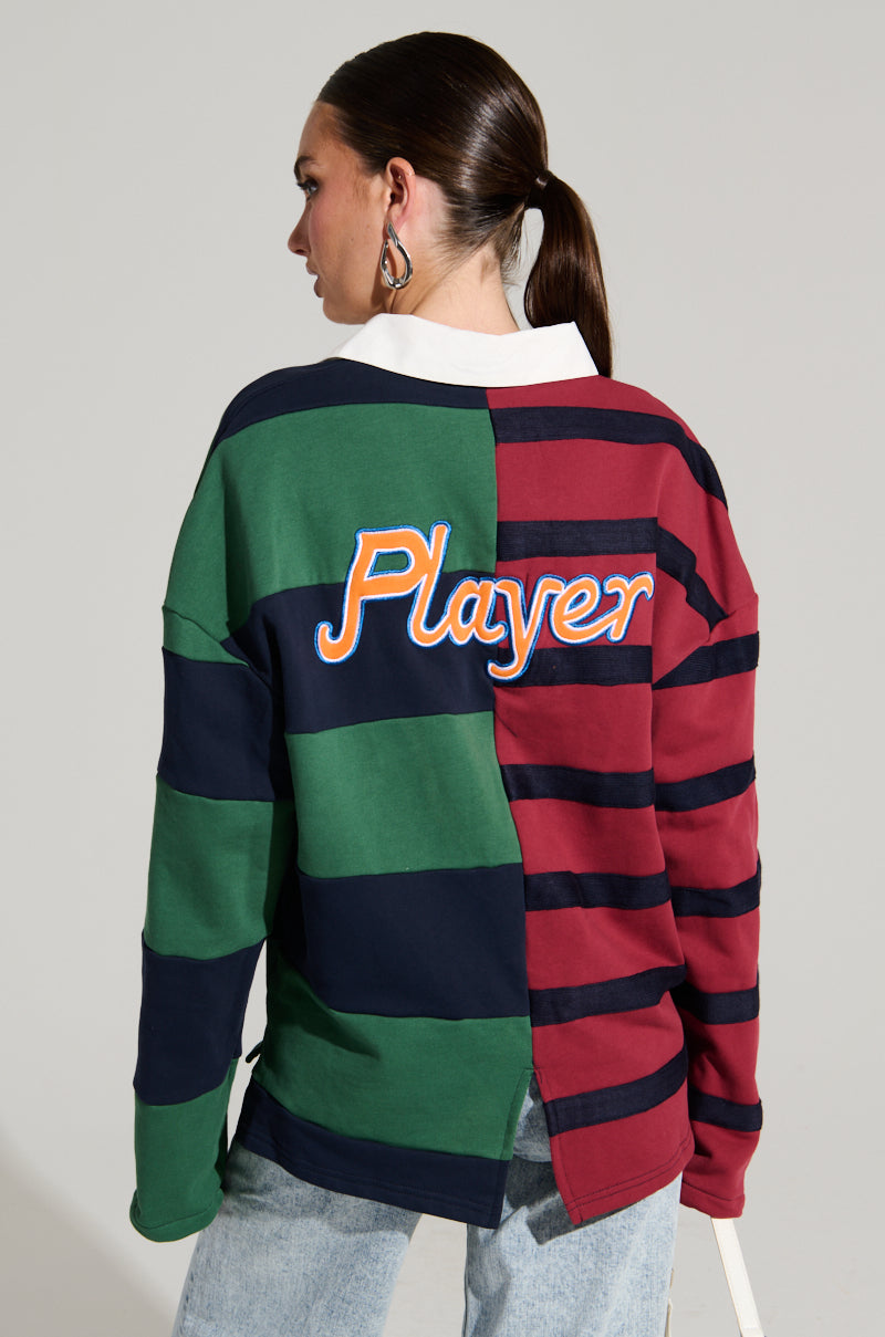 OFF THE FIELD LONG SLEEVE STRIPED RUGBY TEE