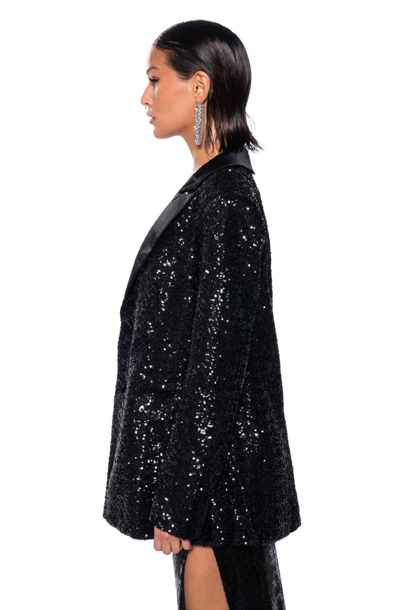 MET GALA BLACK SEQUIN BLAZER