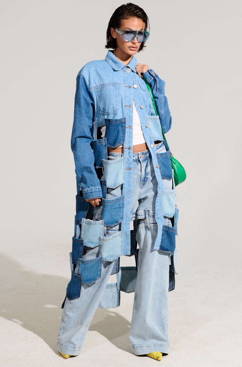 BRAXTON DENIM POCKET TRENCH