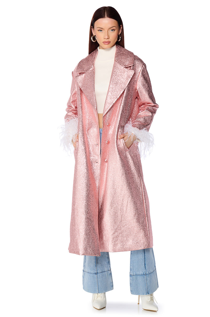 GLITTER LUXE TRENCH IN PINK