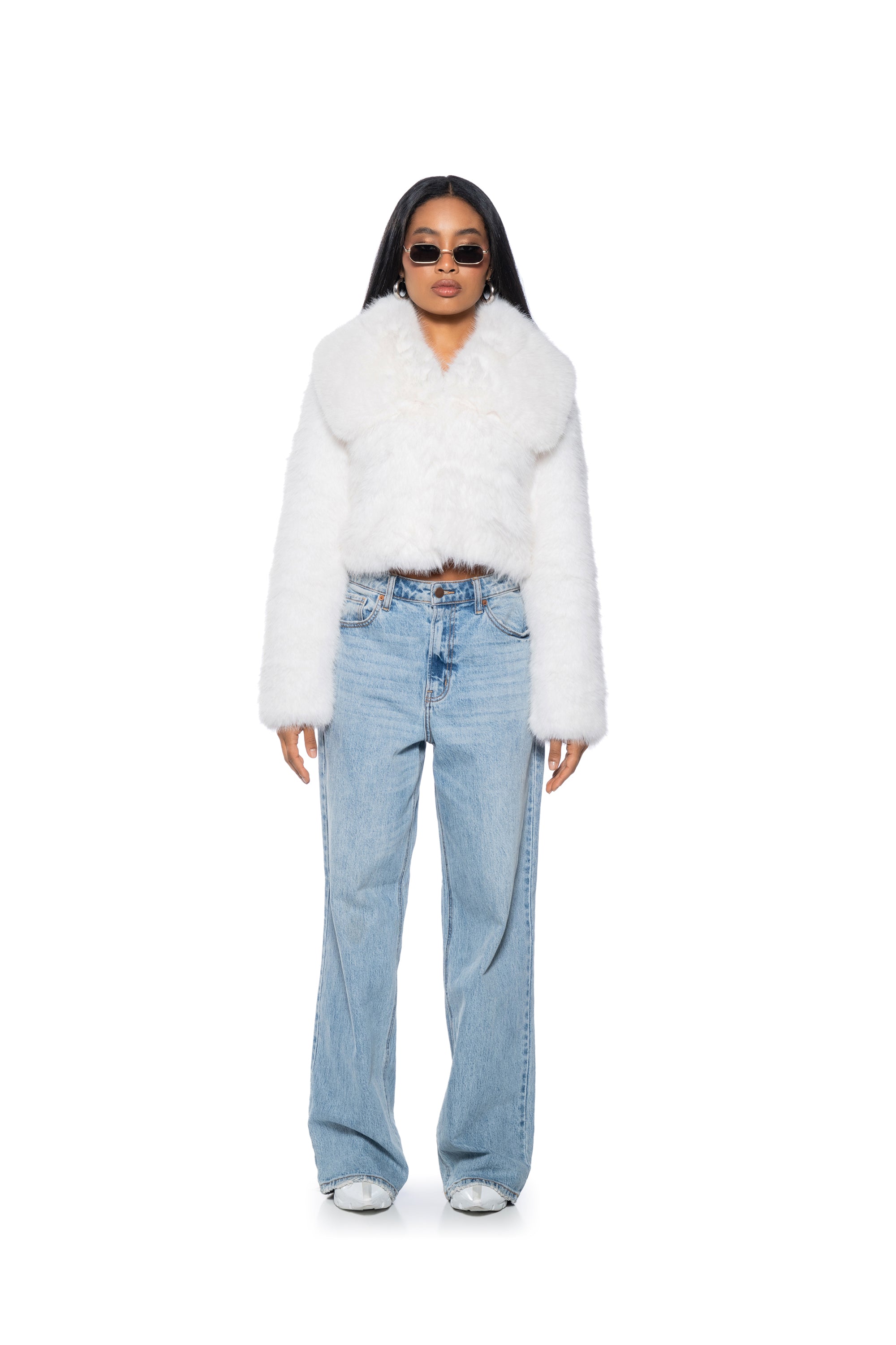 NEFTY SOFT FAUX FUR JACKET IN WHITE