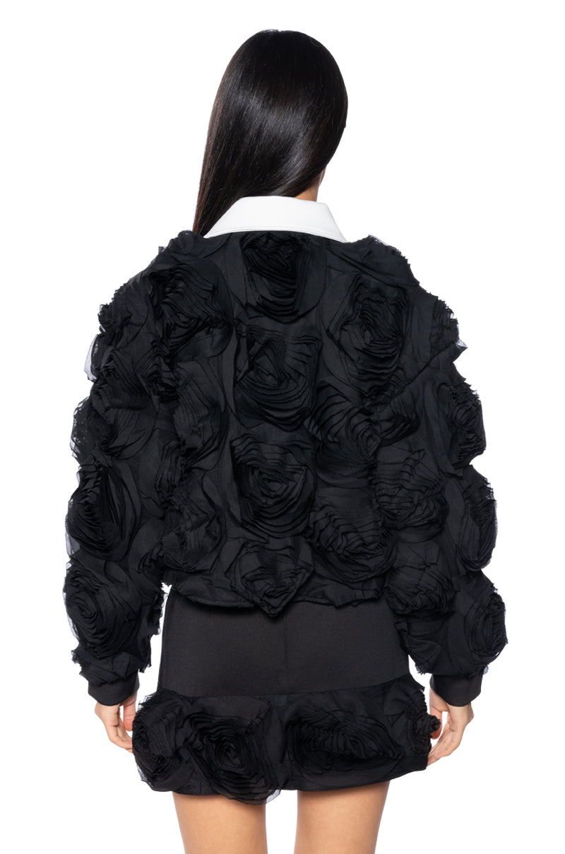 3D FLORAL BOMBER