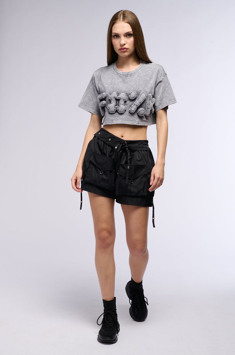 F WORD CROPPED MINERAL WASH T SHIRT