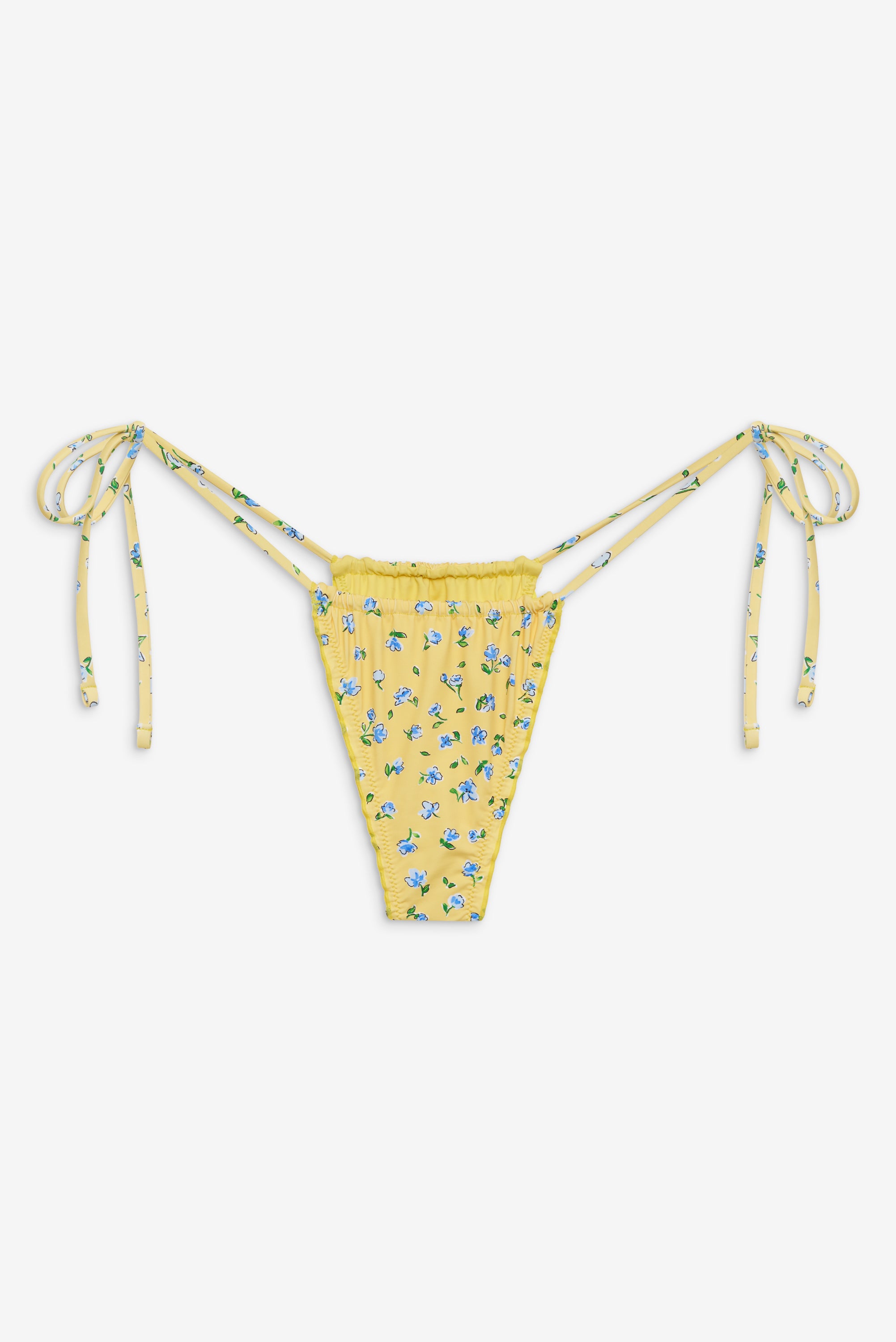 Tidal Floral Micro Bikini Bottom - Sky Blossom