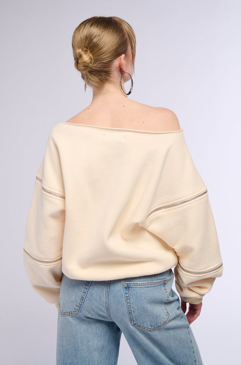 MONDRIAN OFF THE SHOULDER OVERSIZED SWEATSHIRT