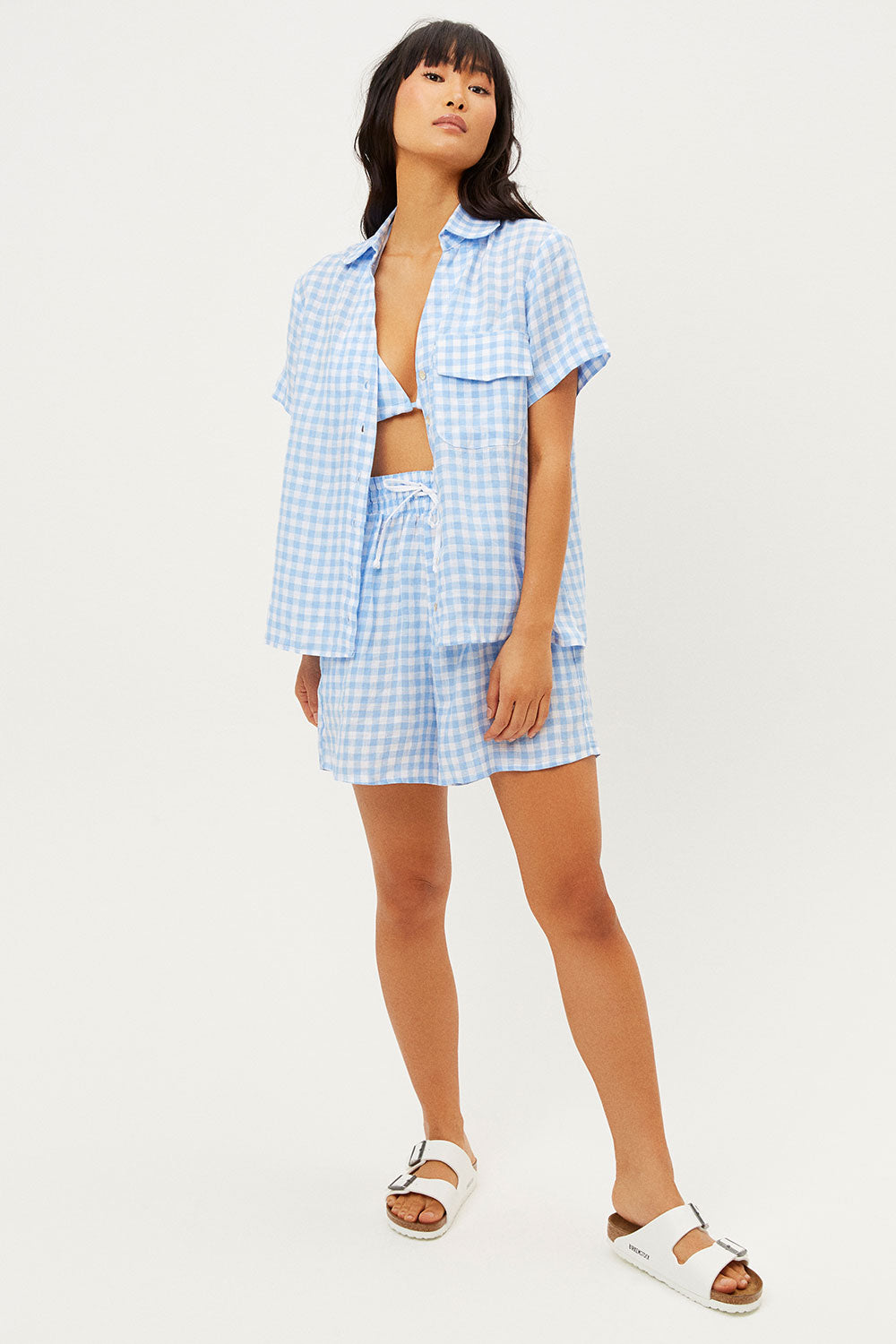 Lou Button Up Top - Bluebell