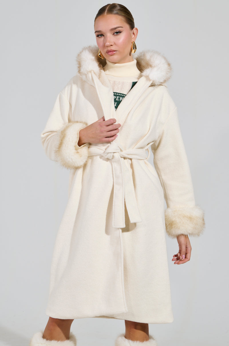 LILA FUR TRIM COAT