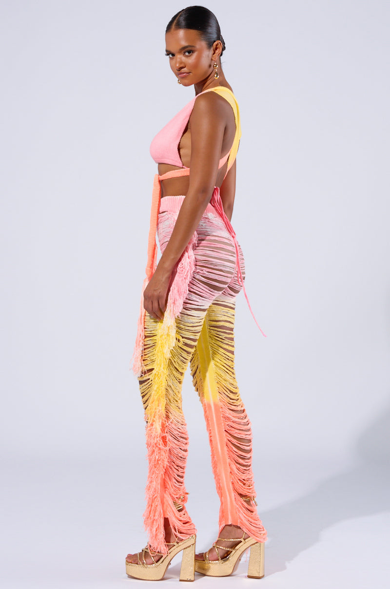 TIME TO DANCE CUTOUT FRINGE PANT AND TOP SET