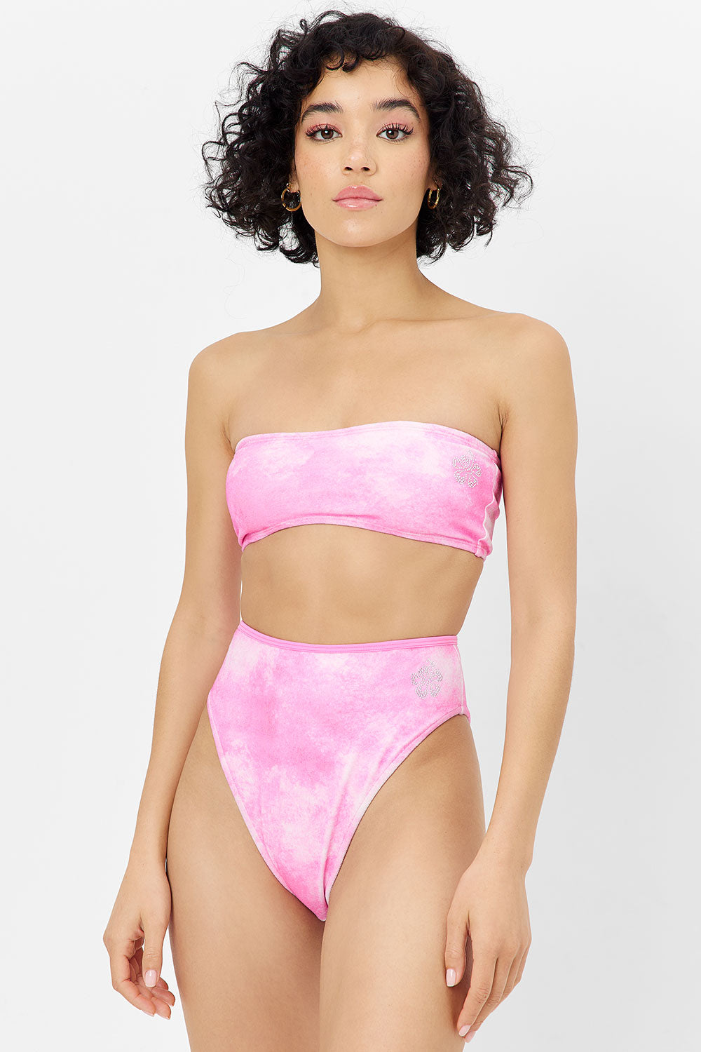 Jean Terry Bandeau Bikini Top - Distorted Pink Dye