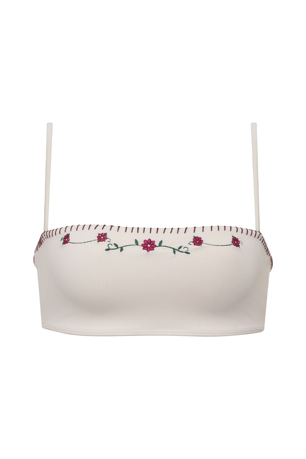 Tommy Embroidered Bandeau Bikini Top - Sea Fairy