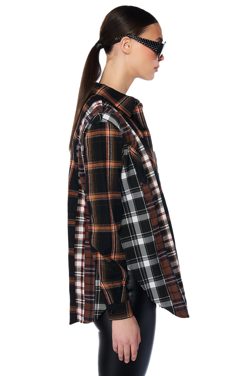 PLAID ROMANCE BUTTON DOWN SHIRT