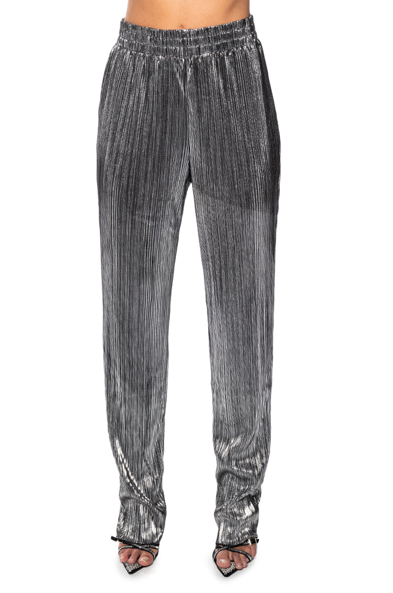 NOEL PLEATED METALLIC PALAZZO PANT