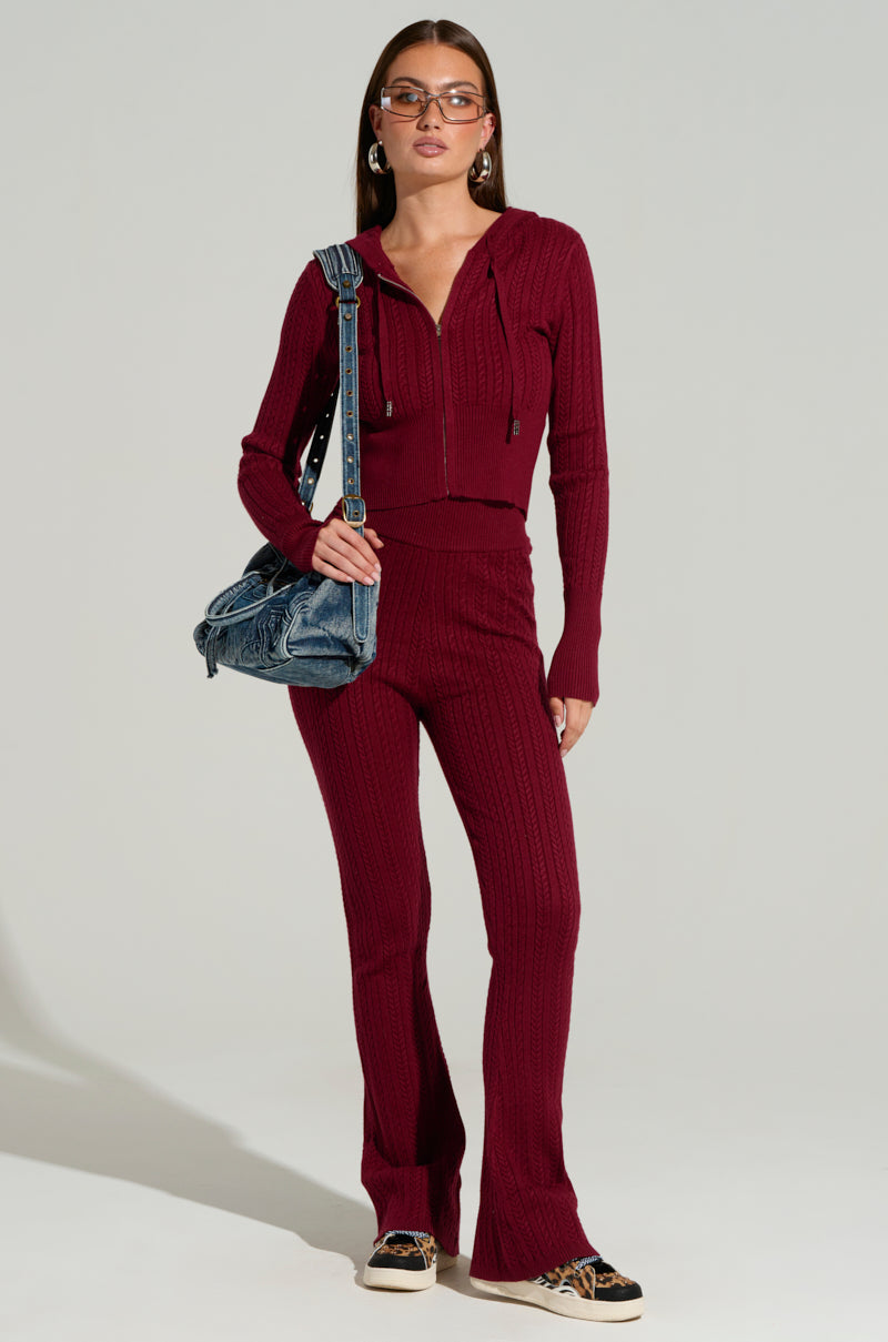 DREAM GIRL KNIT ZIP UP IN BURGUNDY