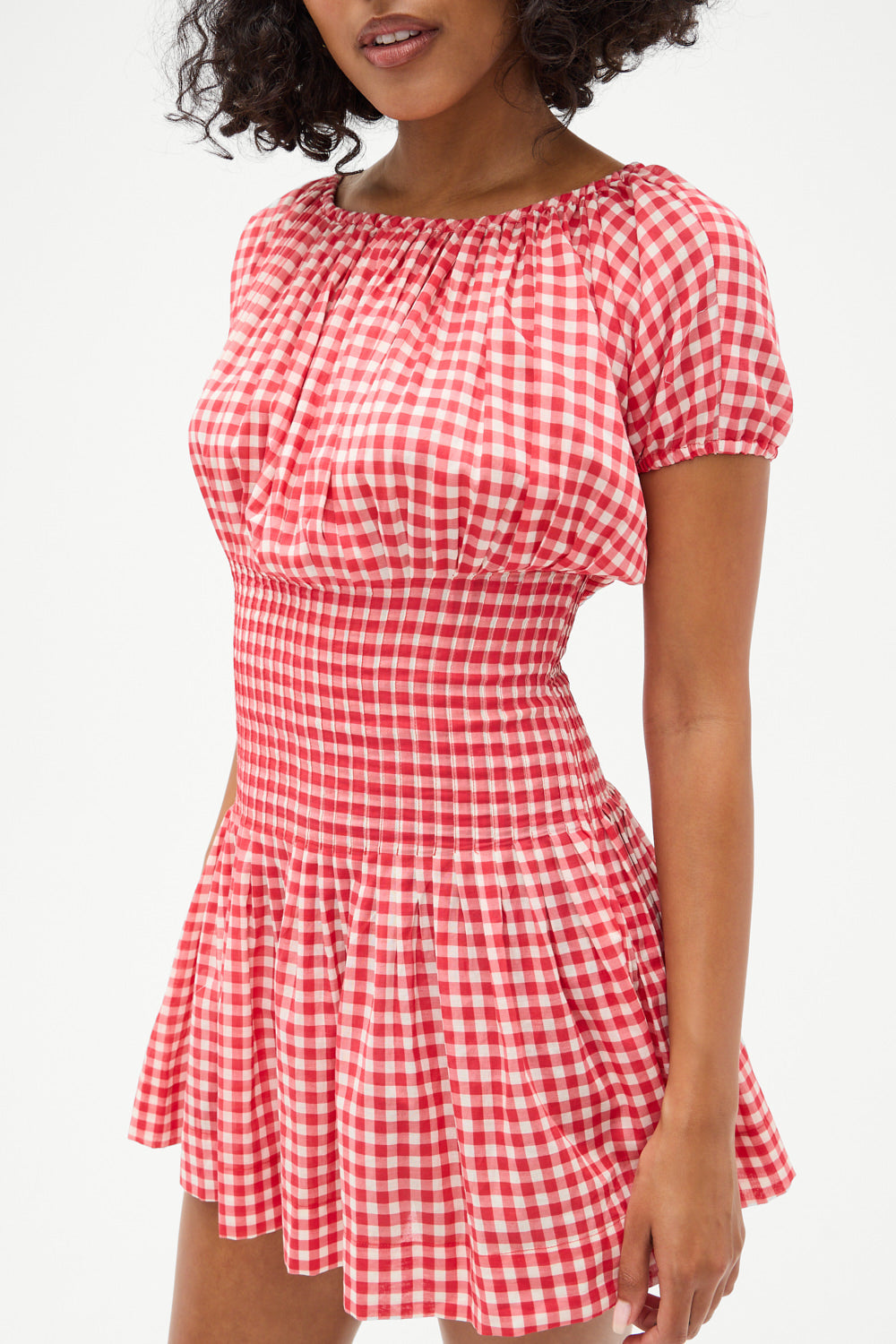 Sadie Gingham Mini Dress -  Cherry Gingham