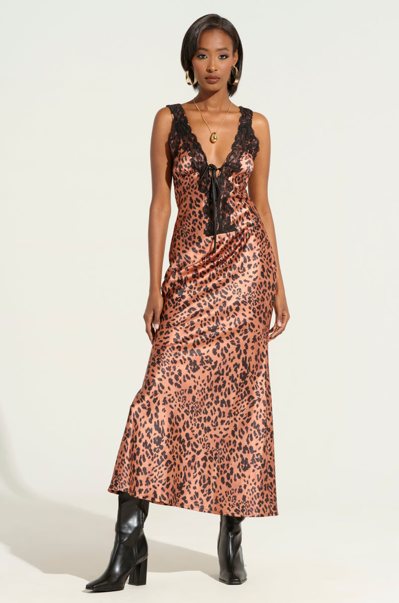 LEOPARD PRINT IS THE NEW BLACK SATIN MIDI DRESS