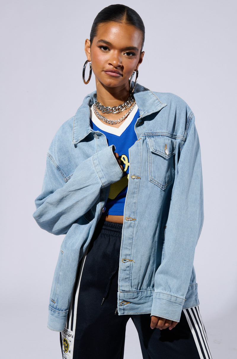 BE RIGHT BACK OVERSIZED DENIM JACKET