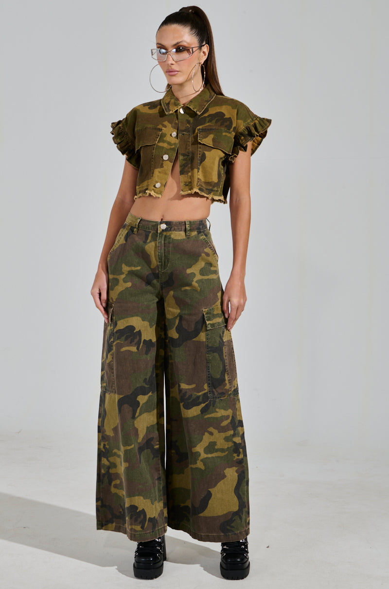 RIDE WITH ME CAMO WIDE LEG PANT