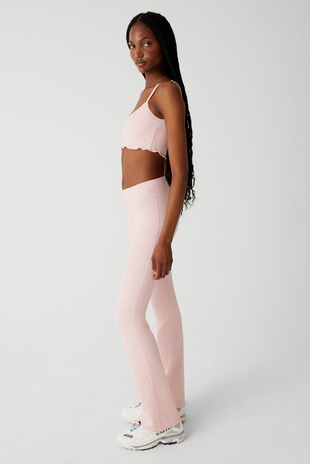 Clementine Low Waist Flare Legging - Pink Petals