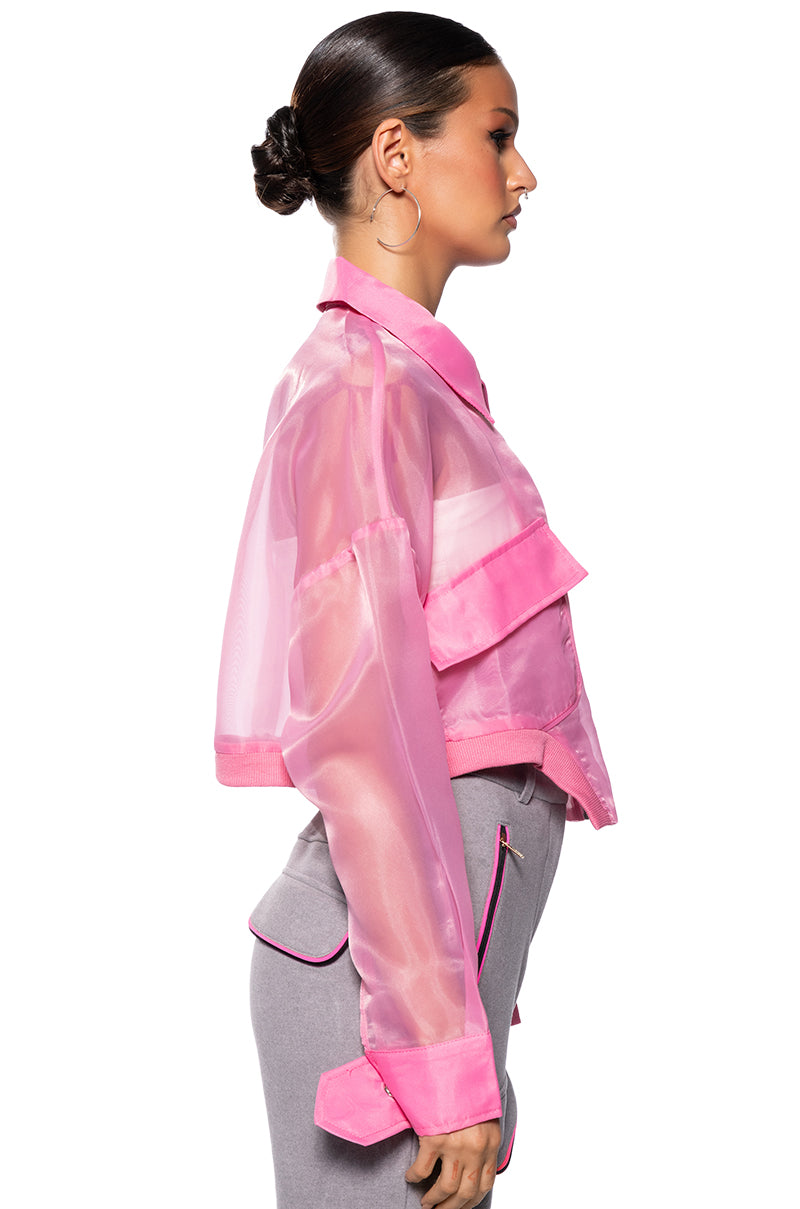 HYDE MESH BOMBR JACKET IN PINK