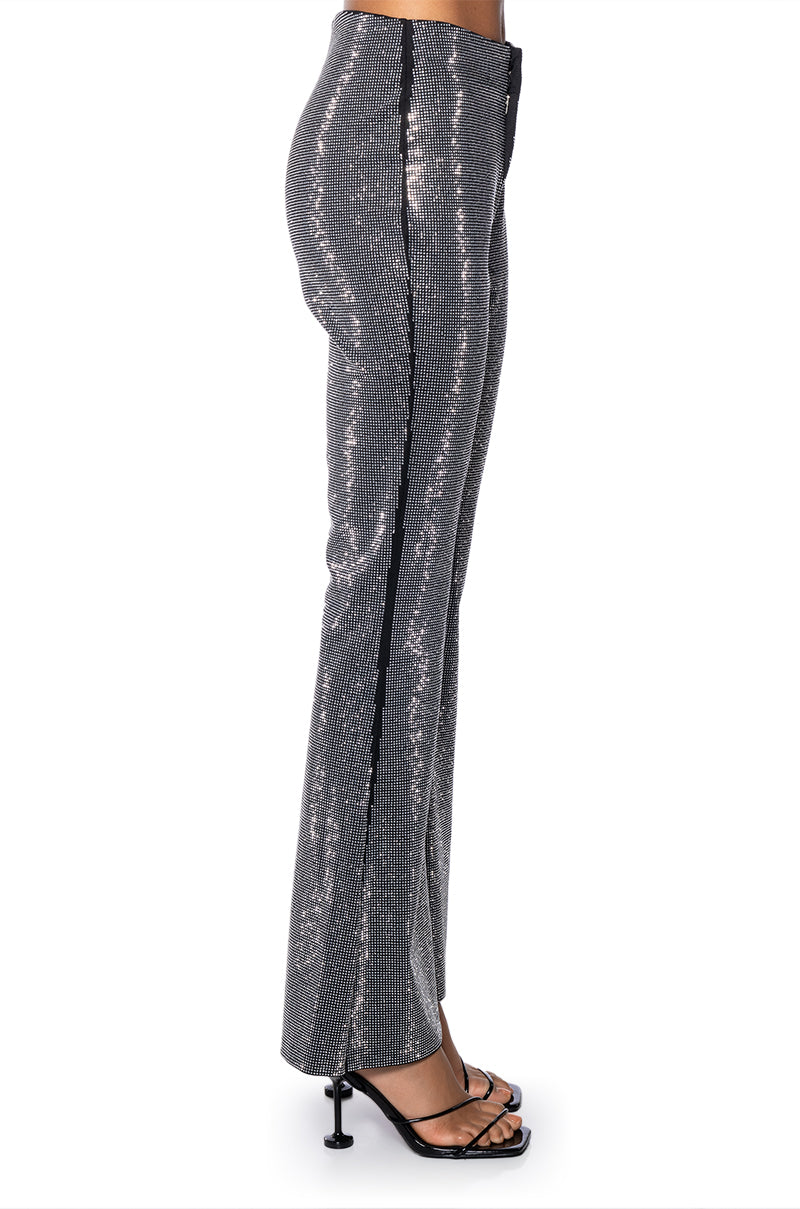 DIAMONDS DANCING FLARE LEG TROUSER IN BLACK