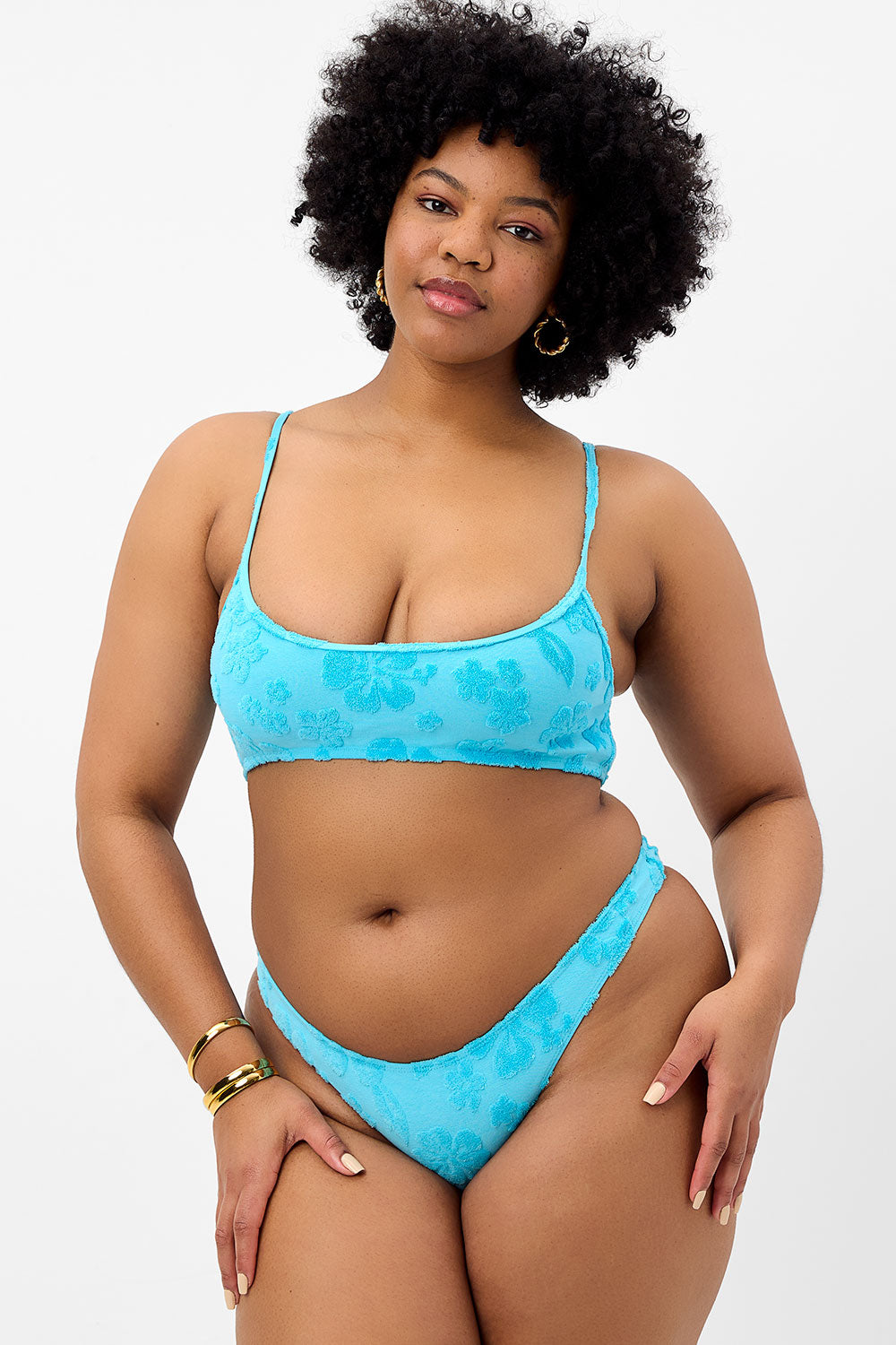 Dallas Terry Bralette Bikini Top - Blue Isle