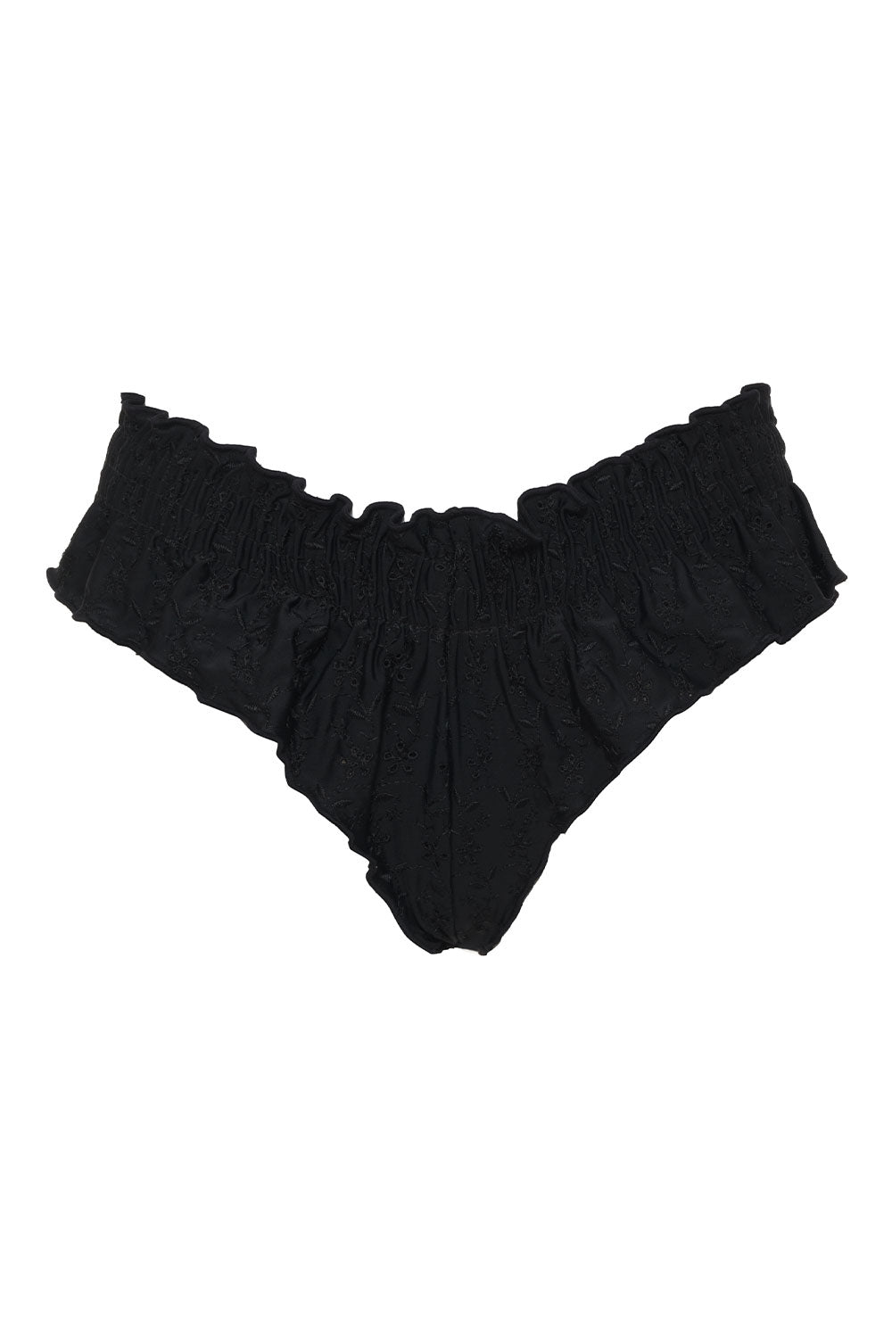 Pippa Eyelet Ruffle Bikini Bottom - Black