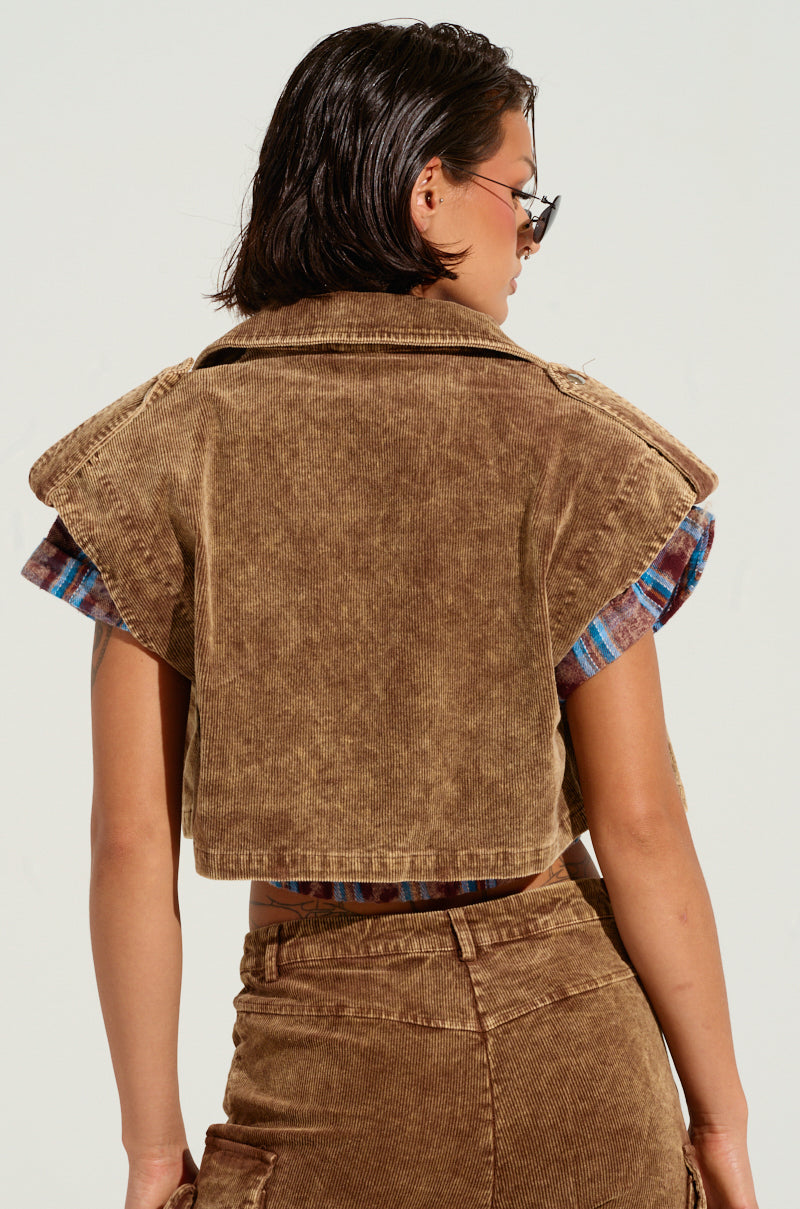 GIVE ME A REASON CORDUROY TOP IN BROWN