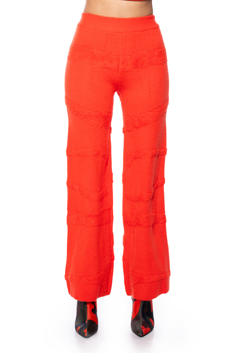 CARISSA COZY KNIT WIDE LEG PANT IN ORANGE