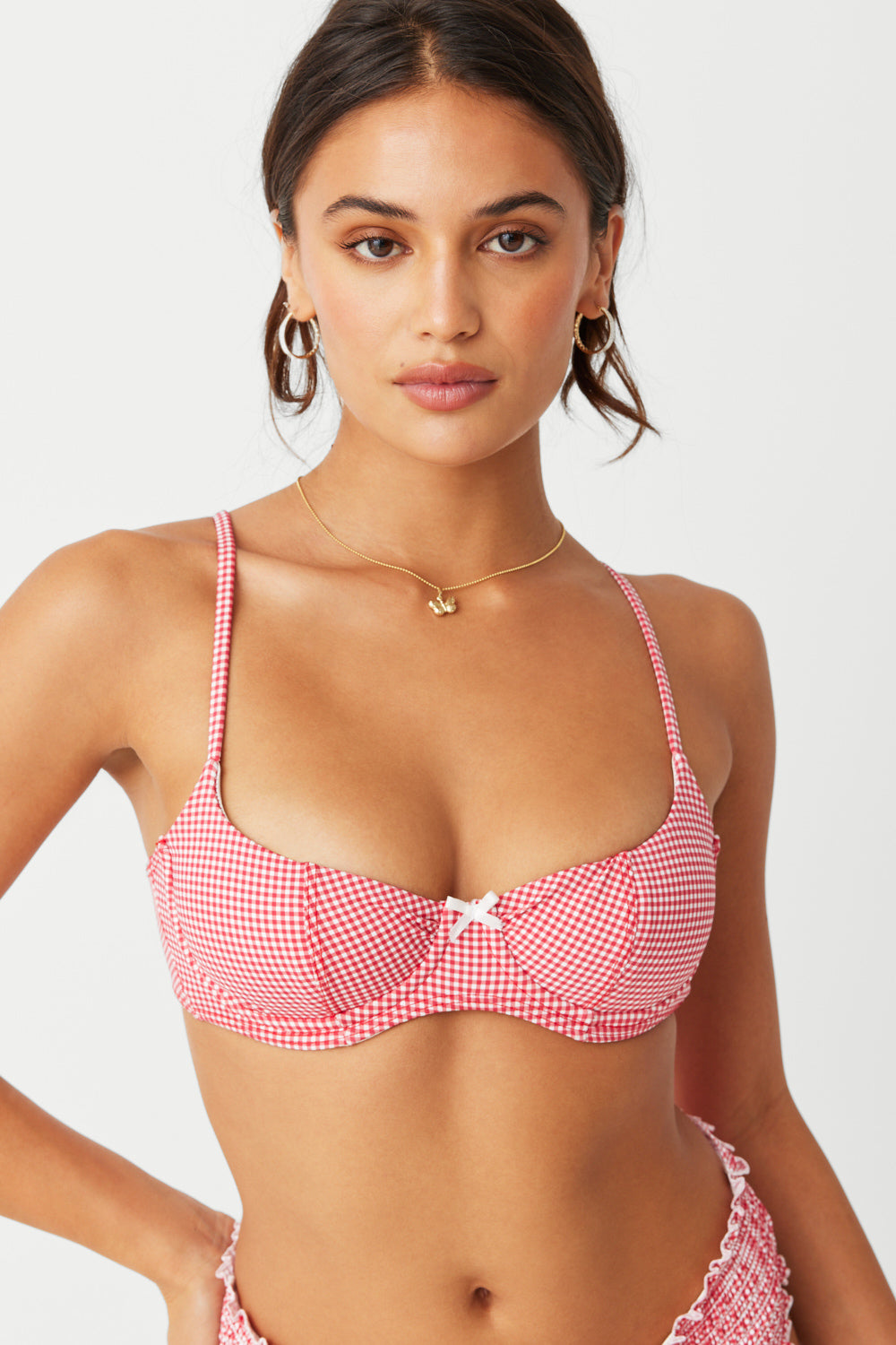 Cola Underwire Balconette Bikini Top - Ladybug Gingham