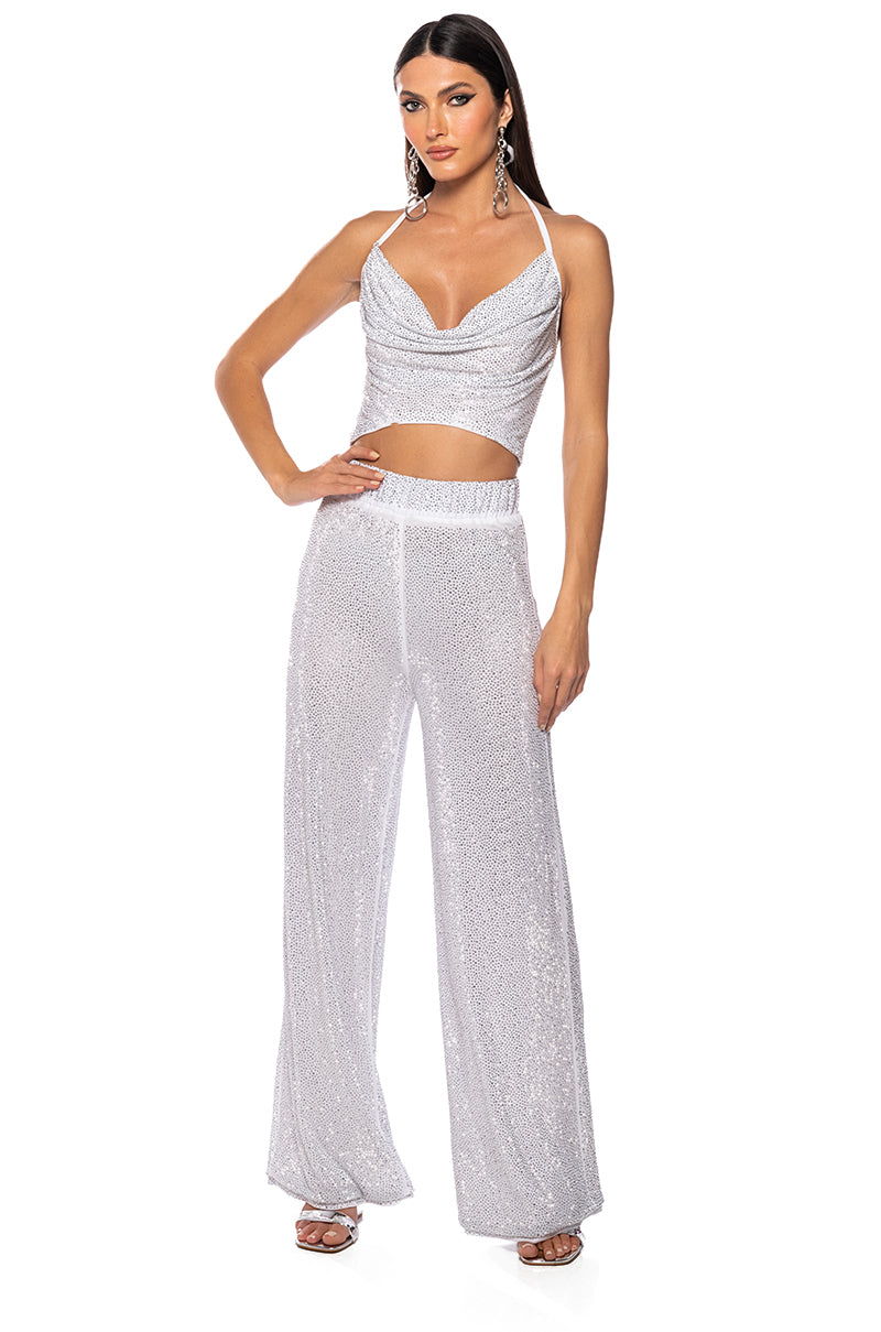 GLITZY RHINESTONE MESH HALTERNECK