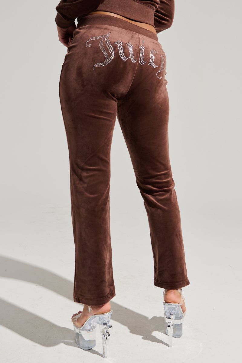 SOLID RIB WAIST VELOUR PANT